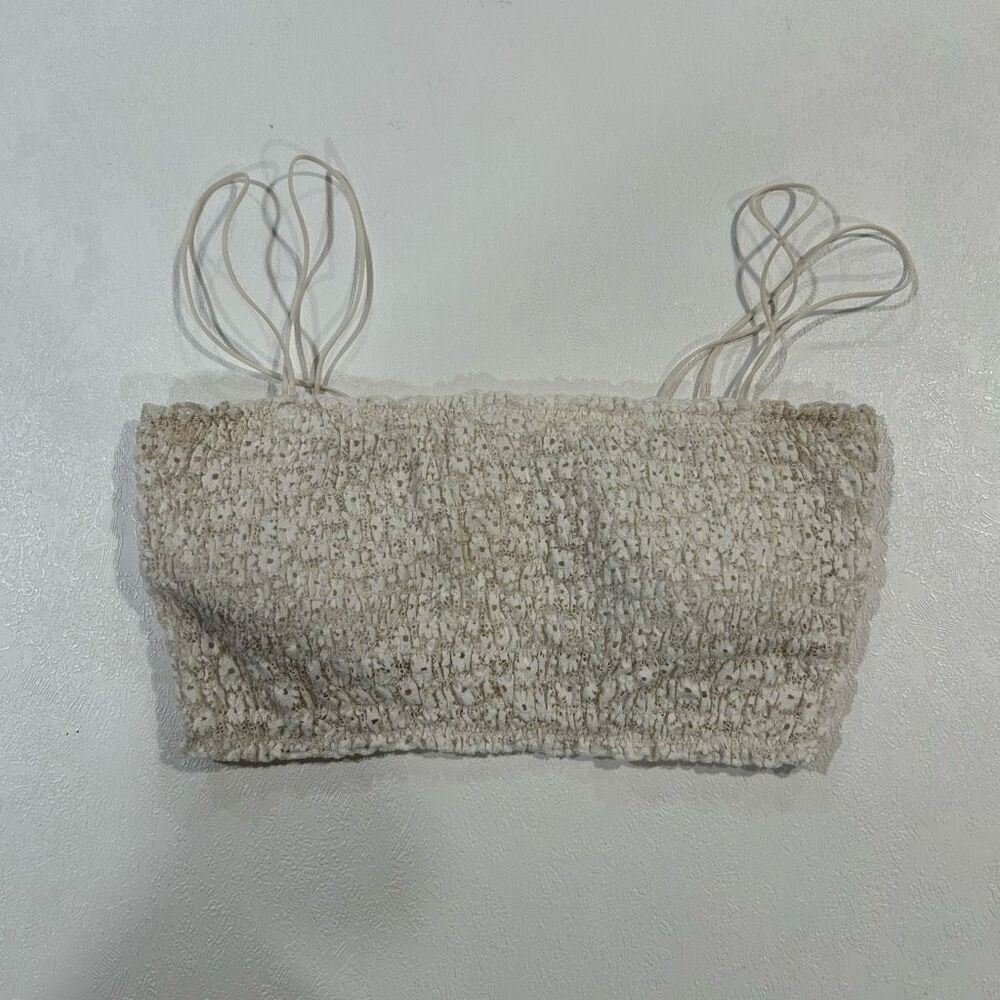 Gilly Hicks by Hollister Lace Bralette Small Cream Boho Floral Lace Bandeau Bra